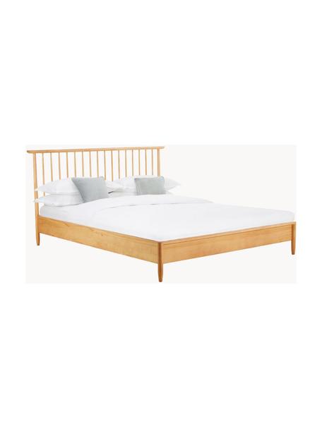 Łóżko z litego drewna sosnowego z zagłówkiem Windsor, Lite drewno sosnowe z certyfikatem FSC, Jasne drewno sosnowe, S 140 x D 200 cm