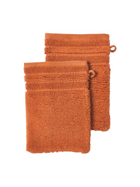 Mycí žínky s pruhovanými okraji Luxe, 2 ks, Oranžová, Š 16 cm, V 22 cm