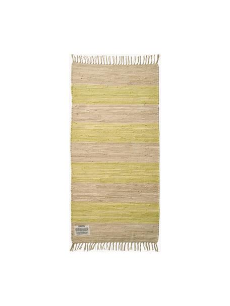 Ručne tkaný bavlnený behúň so strapcami Chindi, 100 % bavlna, Svetložltá, svetlobéžová, Š 60 x D 120 cm