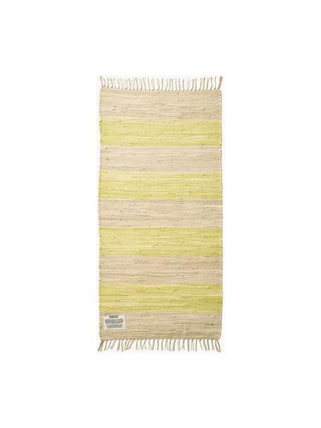 Ručne tkaný bavlnený behúň so strapcami Chindi, 100 % bavlna, Svetložltá, svetlobéžová, Š 60 x D 120 cm