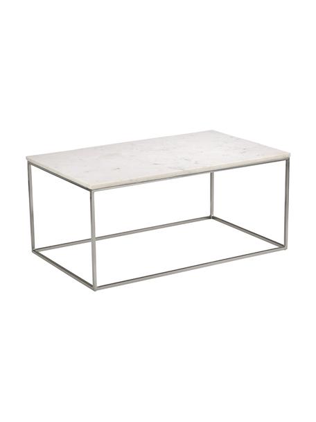 Mramorový konferenční stolek Alys, Bílý mramor, stříbrná, Š 80 cm, V 40 cm