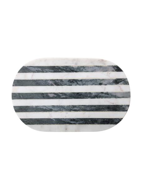 Marmeren snijplank Stripes, Marmer, Zwart en wit marmer gestreept, L 37 x B 23 cm