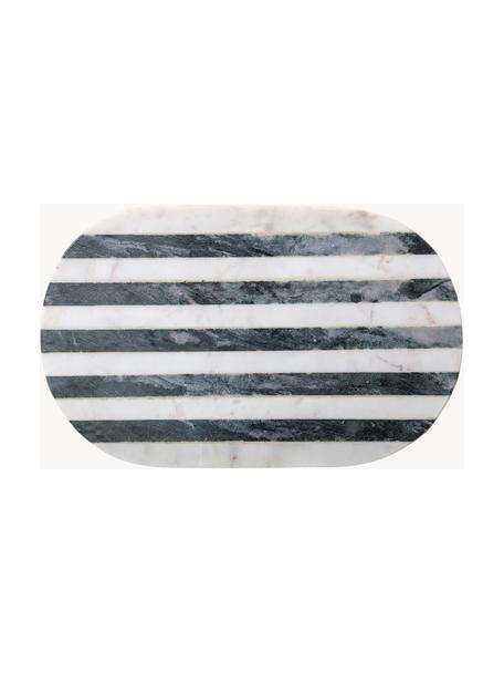 Marmeren snijplank Stripes, Marmer, Zwart, wit, gemarmerd, B 37 x D 23 cm