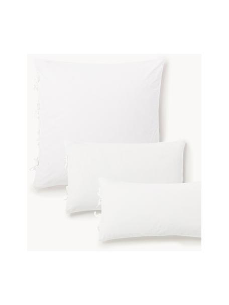 Taie d'oreiller en percale de coton délavé Leonie, Blanc, larg. 50 x long. 70 cm