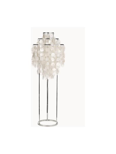 Kleine Stehlampe Fun 1STM, Design Verner Panton, Silberfarben, Off White, H 120 cm