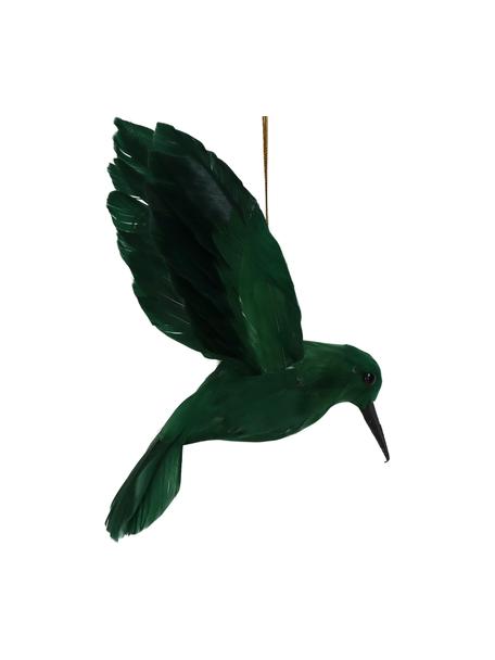 Ozdoba choinkowa Feather Bird, 2 szt., Pióra, Ciemny zielony, S 13 x W 15 cm