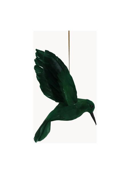 Ozdoba na stromček Feather Bird, 2 ks, Perie, Tmavozelená, Š 13 x V 15 cm