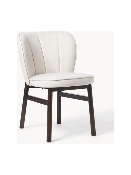 Gestoffeerde stoel Terry met houten poten, Bekleding: 100% polyester Met 40.000, Poten: massief essenhout, geverf, Geweven stof gebroken wit, donker essenhout, B 49 x D 64 cm