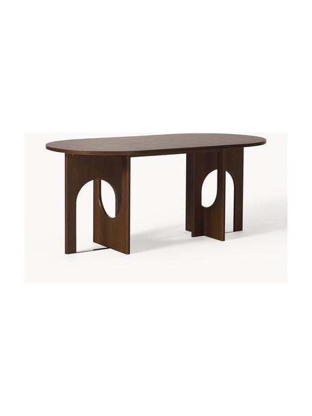 Ovaler Esstisch Apollo, in verschiedenen Größen, Tischplatte: Spanplatte mit Eichenholz, Beine: Eichenholz, FSC-zertifizi, Eichenholz, dunkelbraun lackiert, B 180 x T 90 cm