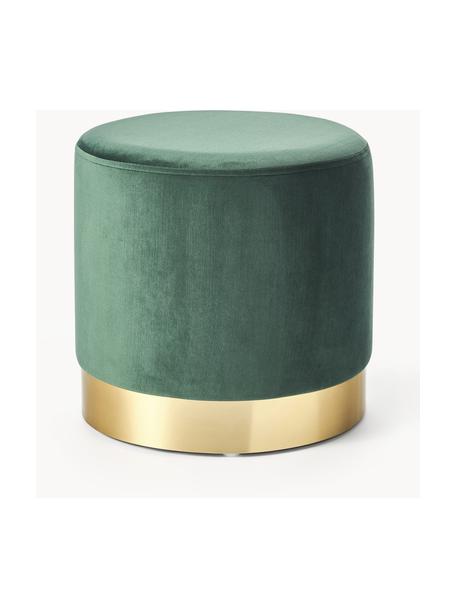 EASYCOMFORT Pouf Rotondo con Vano Contenitore e Coperchio Rimovibile in  Velluto Verde con Effetto Trapuntato e Base Oro