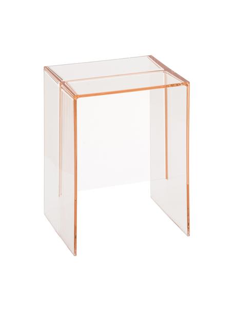 Sgabello/tavolino rosa trasparente Max-Beam, Polipropilene colorato e trasparente, Rosa trasparente, Larg. 33 x Alt. 47 cm