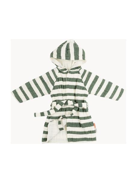 Kinder-Bademantel Stripes aus Bio-Baumwolle, 100 % Baumwolle (Bio), GOTS-zertifiziert, Grün, Cremeweiß, B 42 x L 60 cm (3 - 4 Jahre)
