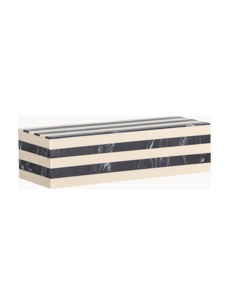 Caja con tapa Hira, Tablero de fibras de densidad media (MDF), resina, Blanco Off White, negro, An 24 x F 9 cm