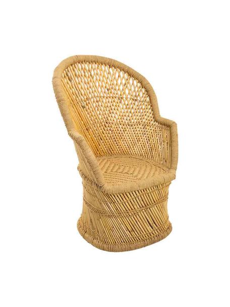 Zewnętrzny fotel wypoczynkowy z drewna bambusowego Ariadna, Drewno bambusowe, lina, Drewno bambusowe, S 50 x G 69 cm