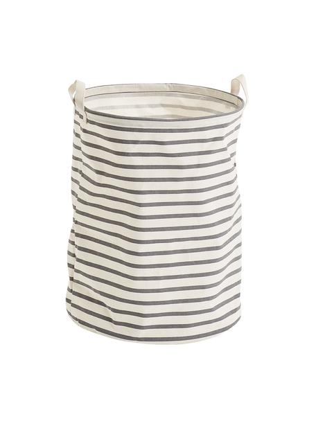 Cesta de lavandería Stripes, Tejido canvas, Gris, blanco crema, Ø 38 x Al 48 cm