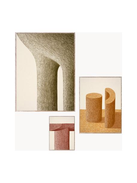 Set 3 poster con cornice Artwall no. 05, Cornice: legno di pino, Tonalità beige e marroni, Set in varie misure