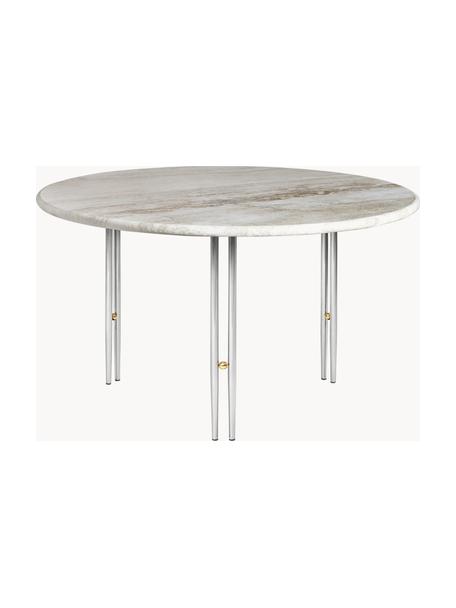 Table basse ronde en marbre IOI, Ø 70 cm, Beige marbré, argenté, Ø 70 cm