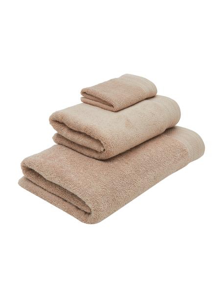 Komplet ręczników z bawełny organicznej Premium, 3 elem., Taupe, Komplet z różnymi rozmiarami