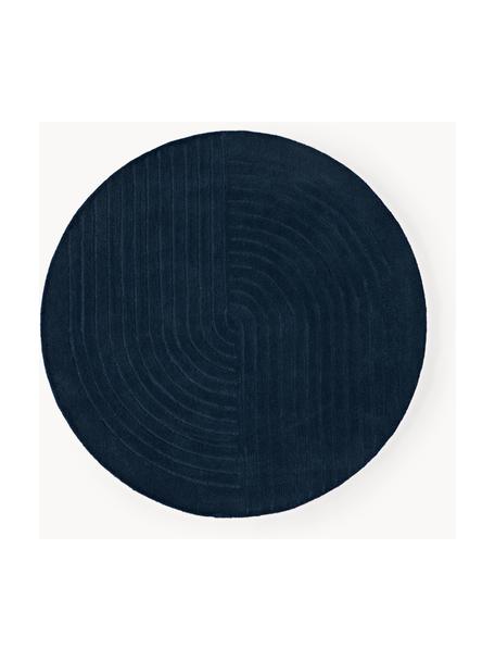 Tapis rond en laine tuftée main Mason, 100 % laine, certifiée RWS

Les tapis en laine peuvent perdre des fibres lors des premières semaines et des peluches peuvent se former, ce phénomène est naturel et diminue à mesure de votre usage et du temps, Bleu foncé, Ø 120 cm (taille S)