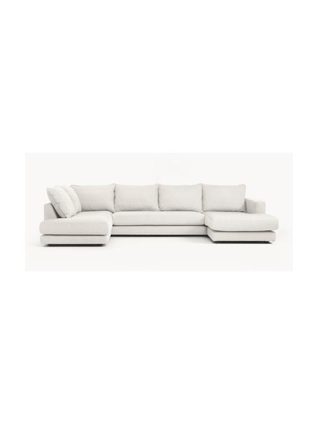 Salon lounge Tribeca, Tissu blanc crème, larg. 356 x prof. 195 cm, méridienne à gauche