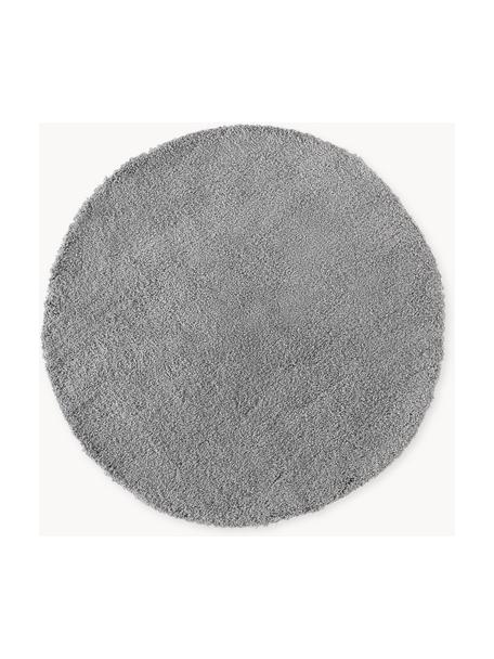 Okrúhly huňatý koberec s vysokým vlasom Leighton, Sivá, Ø 120 cm (veľkosť S)