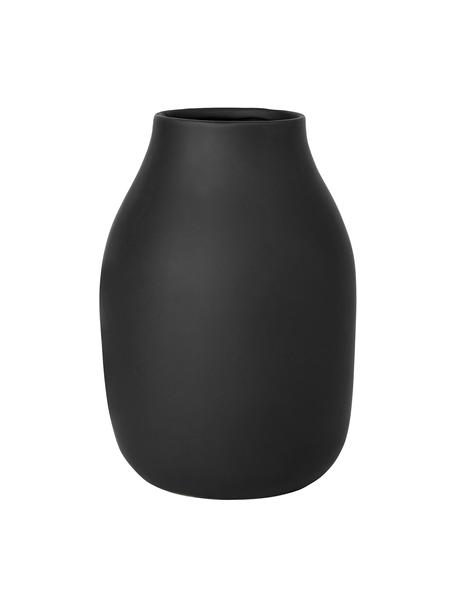 Handgemaakte vaas Colora in zwart, Keramiek, Zwart, Ø 14 x H 20 cm