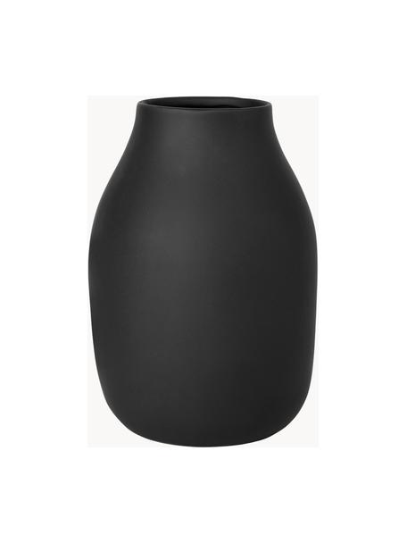 Ručně vyrobená váza Colora, V 20 cm, Keramika, Černá, Ø 14 cm, V 20 cm