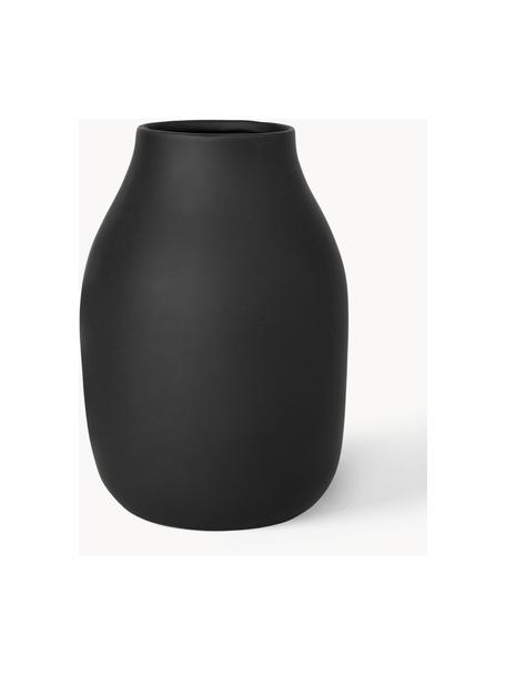 Vase artisanal Colora, haut. 20 cm, Céramique, Noir, Ø 14 x haut. 20 cm