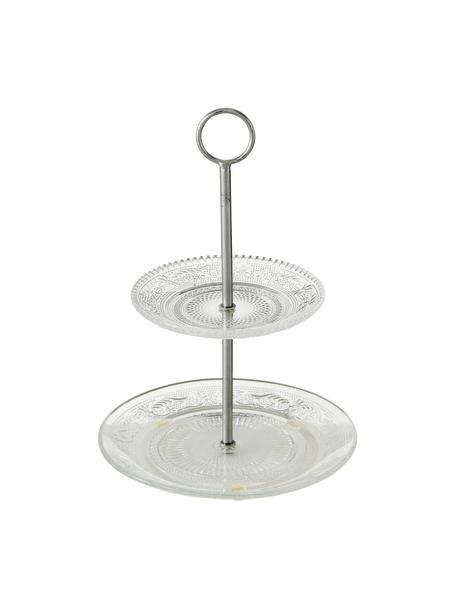 Fuente 2 pisos de vidrio Relief, Estante: vidrio, Transparente, Ø 20 x Al 28 cm