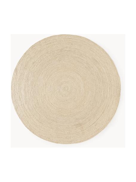 Runder Jute-Teppich Sharmila, handgefertigt, 100 % Jute, Off White, Ø 250 cm (Grösse XL)