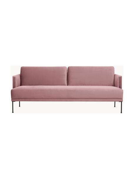 Samt-Sofa Fluente (3-Sitzer), Bezug: Samt (Hochwertiger Polyes, Gestell: Massives Kiefernholz, FSC, Füße: Metall, pulverbeschichtet, Samt Altrosa, B 196 x T 85 cm