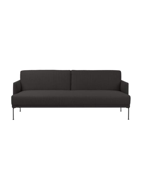 Divano letto 3 posti Fluente, Rivestimento: 80% poliestere, 20% Ramie, Struttura: legno di pino massiccio, , Piedini: metallo verniciato a polv, Tessuto grigio scuro, Larg. 220 x Alt. 86 cm