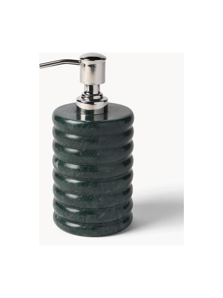 Marmor-Seifenspender Orta, Behälter: Marmor, Pumpkopf: Kunststoff, Grün, marmoriert, Ø 8 x H 17 cm