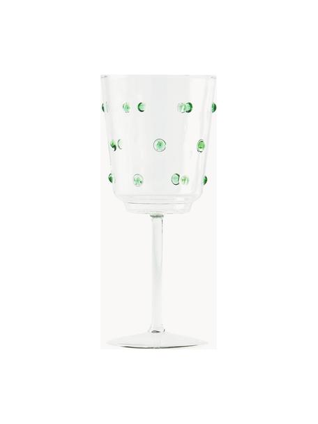 Mondgeblazen wijnglazen Nob van borosilicaatglas, 2 stuks, Borosilicaatglas, mondgeblazen, Transparant, groen, Ø 9 x H 20 cm, 350 ml