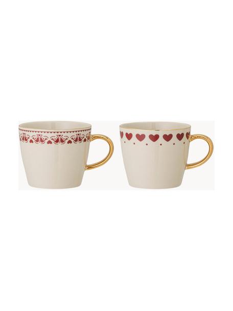 Tasses Jolly, 2 élém., Grès cérame, Rouge, blanc, Ø 9 x haut. 8 cm, 300 ml