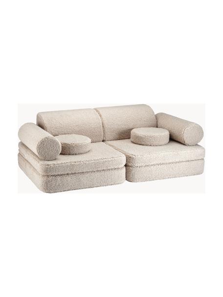 Modulares Kinder-Spielsofa Sugar aus Teddy, handgefertigt, Teddy Hellbeige, B 132 x T 79 cm