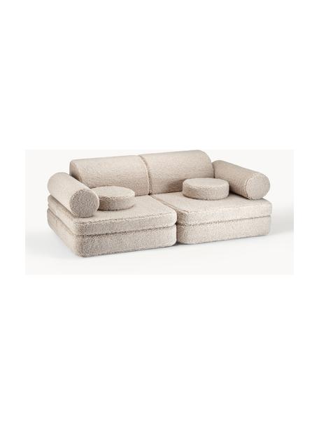 Modulares Kinder-Spielsofa Sugar aus Teddy, handgefertigt, Teddy Hellbeige, B 132 x T 79 cm