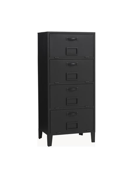 Cassettiera in metallo Barny, Ferro rivestito, Nero, Larg. 50 x Alt. 110 cm