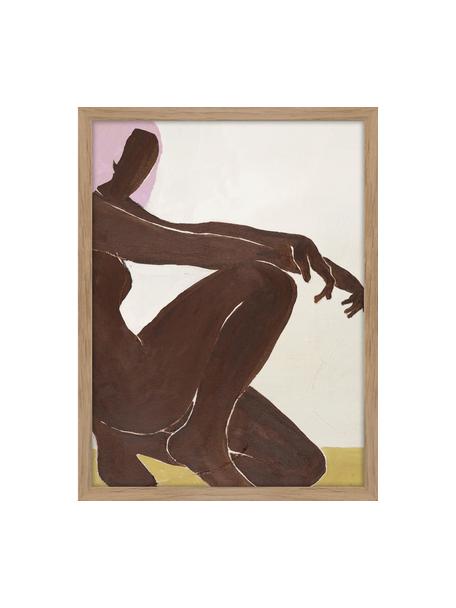Impresión digital enmarcada Chilly, Rosa pálido, marrón oscuro, mostaza, Off White, An 30 x Al 40 cm