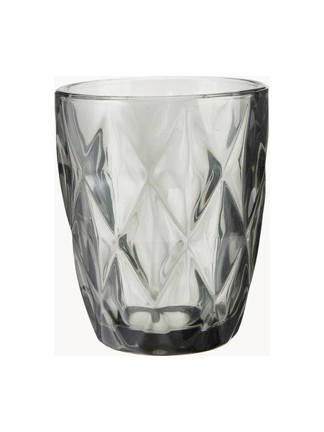Bicchiere con motivo in rilievo Colorado 4 pz, Vetro, Grigio trasparente, Ø 8 x Alt. 10 cm, 260 ml