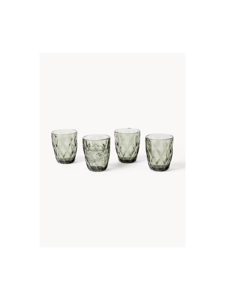 Verres à eau avec embossage décoratif Colorado, 4 pièces, Verre, Gris, Ø 8 x haut. 10 cm, 260 ml