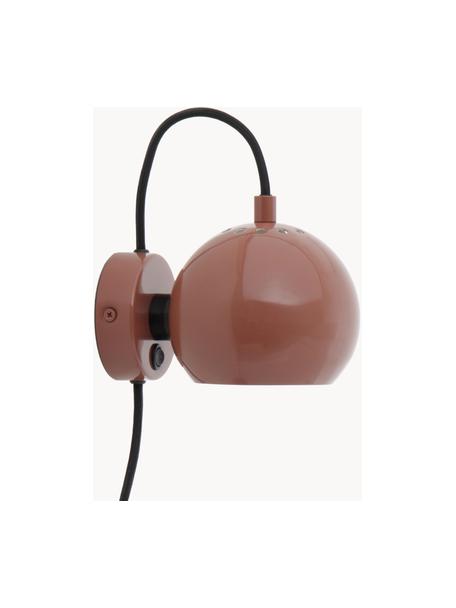 Aplique esfera de diseño Ball, Pantalla: metal recubierto, Anclaje: metal recubierto, Cable: cubierto en tela, Rojo indio, An 16 x Al 12 cm