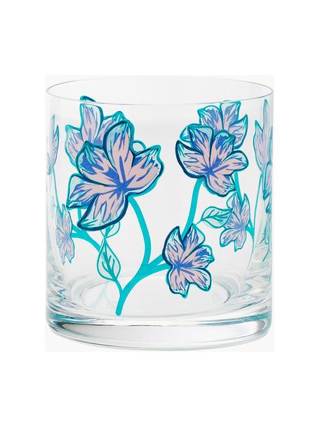 Kristall-Gläser Botanical Sea, 6 Stück, Kristallglas, Transparent, Blautöne, Altrosa, Ø 9 x H 10 cm, 410 ml