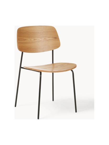 Holzstühle Nadja, 2 Stück, Sitzfläche: Sperrholz mit Eschenholzf, Beine: Metall, pulverbeschichtet, Eschenholz, B 50 x T 53 cm