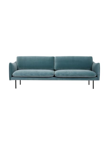 Zamatová pohovka s kovovými nohami Moby (3-miestna), Zamatová tyrkysová, Š 220 x H 95 cm