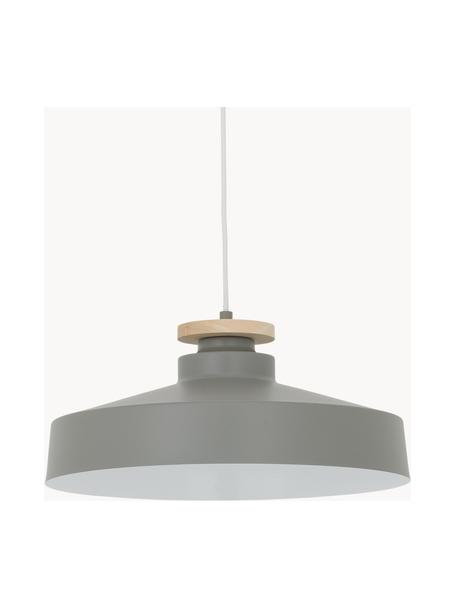 Scandi hanglamp Malm, Lampenkap: metaal, Decoratie: hout, Grijs, Ø 40 x H 20 cm