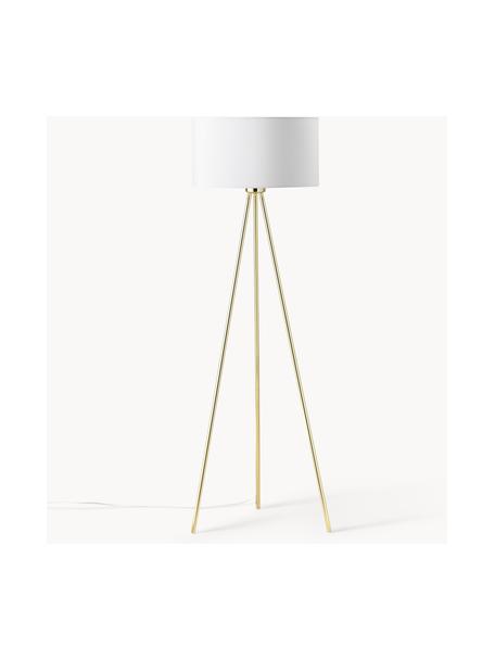 Lampadaire trépied scandi Cella, Blanc, doré, haut. 147 cm