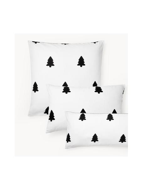 Flanell-Wendekopfkissenbezug Noan mit Weihnachtsbaummotiv in Schwarz/Weiß, Webart: Flanell Flanell ist ein k, Schwarz, Weiß, mit Weihnachtsbaum-Motiv, B 40 x L 80 cm