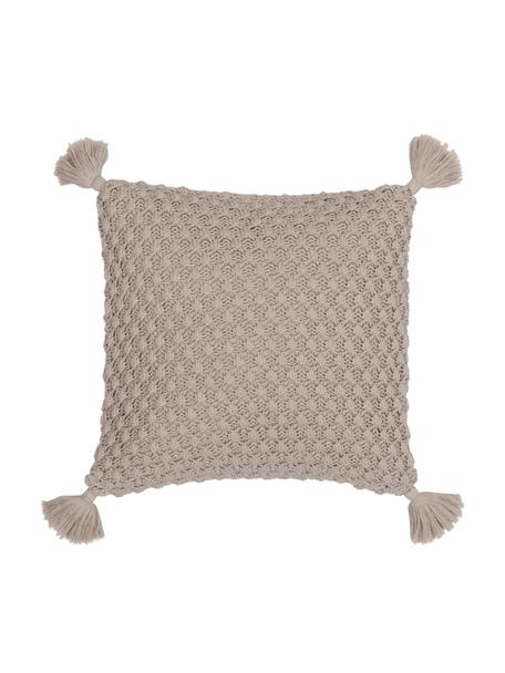 Pletený povlak na polštář se střapci Astrid, 100% česaná bavlna, Béžová, Š 50 cm, D 50 cm