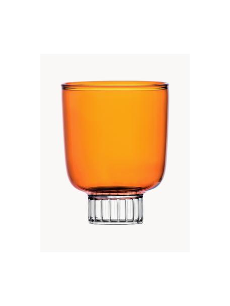 Handgemaakte waterglas Liberta, Borosilicaatglas, Oranje, transparant, Ø 8 x H 10 cm, 300 ml